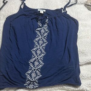 Old Navy Navy Blue top with White Embroidery
